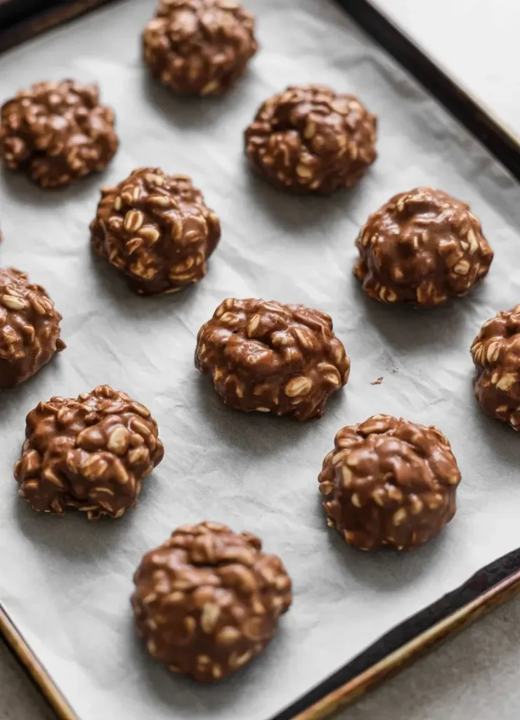 Chocolate oatmeal cookies cooling