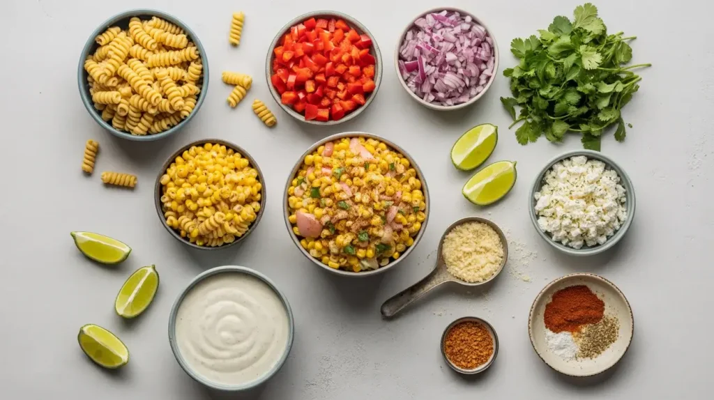 INGREDIENTS IN HEALTHY STREET CORN PASTA SALAD INGREDIENTS IN HEALTHY STREET CORN PASTA SALAD