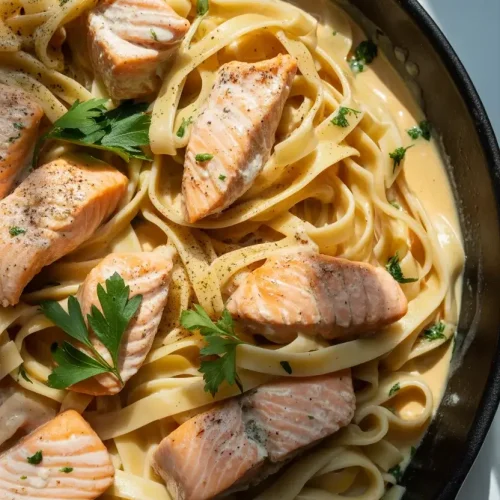 salmon Alfredo Pasta
