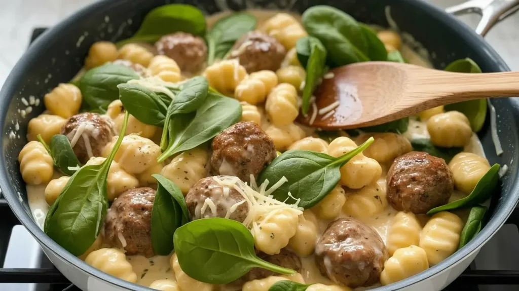 Add Gnocchi and Spinach Add Gnocchi and Spinach