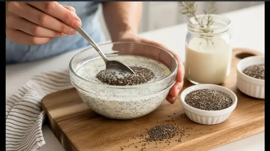 Combine Yogurt and Chia Seeds Combine Yogurt and Chia Seeds