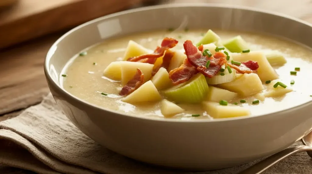 Garnish of Hairy Bikers Leek and Potato Soup Garnish of Hairy Bikers Leek and Potato Soup
