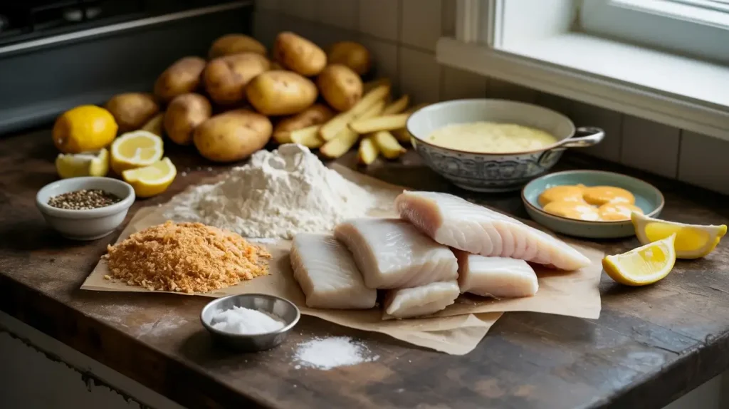 Ingredients for Fish and Chips Ingredients for Fish and Chips