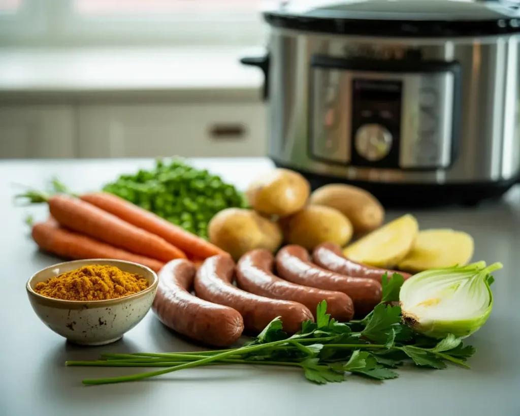 Ingredients for Slow Cooker Curried Sausages Ingredients for Slow Cooker Curried Sausages