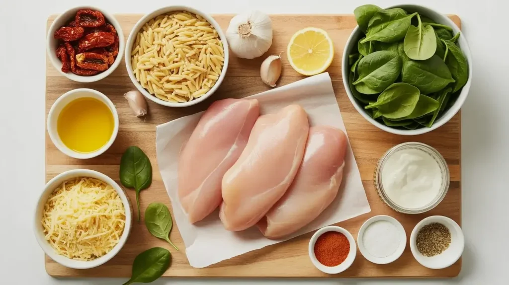 Ingredients of Chicken Orzo Bake Ingredients of Chicken Orzo Bake