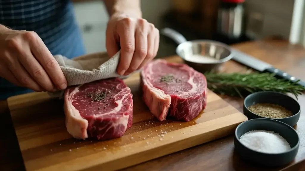 Pat Dry and Season the Steak Pat Dry and Season the Steak