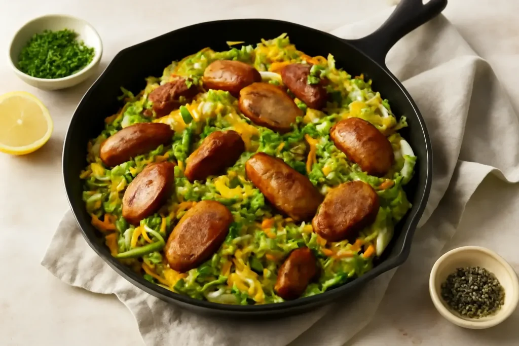 Savoy Cabbage and Sausage Skillet Savoy Cabbage and Sausage Skillet