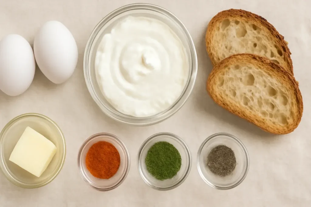 Ingredients for Turkish Eggs (Çılbır) Ingredients for Turkish Eggs (Çılbır)