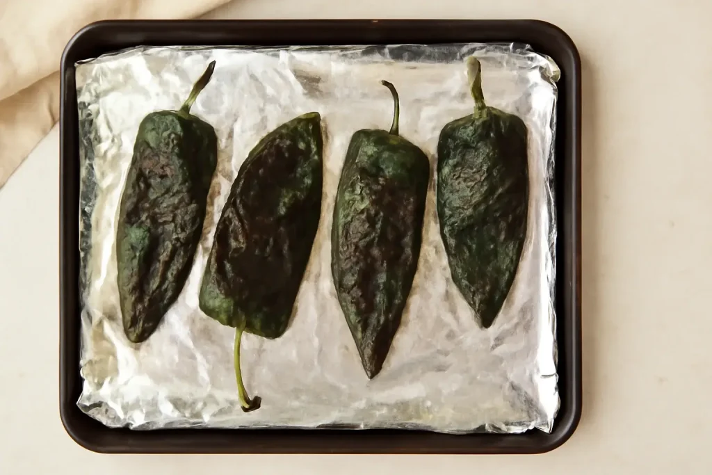 Preparing the Poblano Peppers Preparing the Poblano Peppers